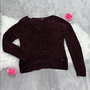 Guess Maroon V Neck Sweater